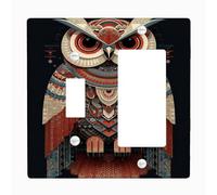 Plaque d'interrupteur colorée en forme de hibou - Design bohème vif pour décoration d'intérieur - Plaques murales en thermoplastique - Bascule à bascule de taille standard