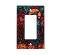 Plaque d'interrupteur/couvercles de prise de courant en forme de corbeau d'Halloween, design coloré en verre teinté pour décoration murale, plaques murales thermoplastiques, taille standard à bascule