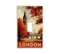 Plaque d'interrupteur d'automne Londres, décoration murale de style vintage avec Big Ben et arbres, parfaite pour la maison, taille standard simple à bascule