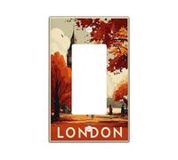 Plaque d'interrupteur d'automne Londres, décoration murale de style vintage avec Big Ben et arbres, parfaite pour les accents de maison, taille standard simple à bascule