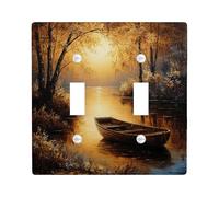 Plaque d'interrupteur de sérénité automnale - Scène de rivière dorée chaude pour décoration d'intérieur - Design thermoplastique - Taille standard - Double bascule