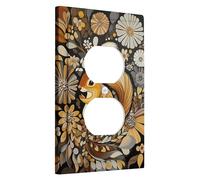 Plaque d'interrupteur d'interrupteur, motif écureuil d'automne et marron, motif forêt orange et marron pour décoration murale, plaques murales en thermoplastique, prise duplex simple de taille