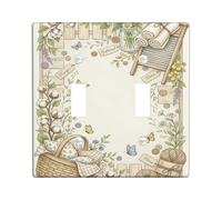 Plaque d'interrupteur double en coton pour salle de bain, style rustique, vintage, papillon, marguerites, printemps crème, taille standard, décoration pour maison, salon, chambre à coucher