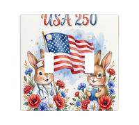 Plaque d'interrupteur double en forme de lapin - Drapeau fantaisie festif - En plastique rouge - Taille standard - Pour nouvel appartement, maison, chambre à coucher, bureau