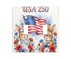 Plaque d'interrupteur double en forme de lapin - Drapeau fantaisie festif - En plastique rouge - Taille standard - Pour nouvel appartement, maison, chambre à coucher, bureau