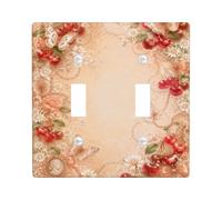 Plaque d'interrupteur double en forme de papillon, vintage, floral, rose, cerise, pêche, en plastique, taille standard, décoration pour la maison, le salon, la chambre à coucher, la salle de bain