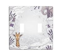 Plaque d'interrupteur double pour interrupteur de salle de bain girafe inspiré de la nature, éléphant lavande, sans lavande, taille standard pour maison, salon, chambre à coucher, appartement