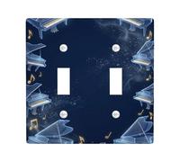 Plaque d'interrupteur double pour piano à queue, notes de musique élégantes, sans étoiles - En plastique - Taille standard - Décoration pour nouvel appartement, maison, chambre à coucher, bureau