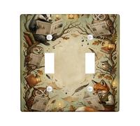 Plaque d'interrupteur double pour salle de bain en forme de chouette - Motif renard - Marron - Taille standard - Décoration pour nouvel appartement, maison, chambre à coucher, bureau