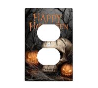 Plaque d'interrupteur effrayante pour Halloween, motif tête de mort noire et citrouille pour décoration murale, plaques murales en thermoplastique, prise duplex simple de taille standard