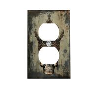 Plaque d'interrupteur élégante en acier inoxydable durable avec motif tête de mort et couronne - Incassable - Bord moderne - Plaques murales duplex décoratives pour chambre à coucher, cuisine, maison
