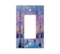Plaque d'interrupteur en bouleau d'hiver, motif forêt douce violet et bleu pour décoration d'intérieur, plaques murales en thermoplastique, taille standard à bascule simple
