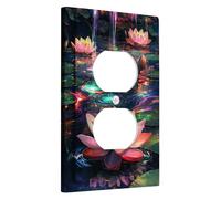 Plaque d'interrupteur en forme de fleur de nénuphar - Décoration murale colorée pour décoration murale d'intérieur - Plaques murales en plastique - Prise duplex simple de taille standard