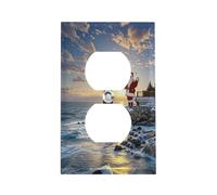 Plaque d'interrupteur en forme de phare de Père Noël en acier inoxydable durable incassable bord moderne plaques murales décoratives duplex pour chambre à coucher, cuisine, maison
