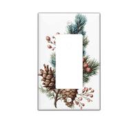 Plaque d'interrupteur en forme de pomme de pin d'hiver, accents rustiques à feuilles persistantes pour décoration d'intérieur, plaques murales thermoplastiques, taille standard à bascule simple