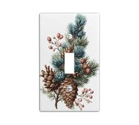 Plaque d'interrupteur en forme de pomme de pin d'hiver, accents rustiques à feuilles persistantes pour décoration d'intérieur, plaques murales thermoplastiques, taille standard à bascule simple