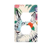 Plaque d'interrupteur en polycarbonate incassable avec motif tigre blanc mignon - Plaque murale sans vis pour la maison et le bureau