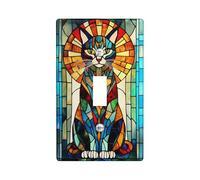 Plaque d'interrupteur en verre teinté coloré en forme de chat, motif animal vif pour décoration d'intérieur, taille standard, idéal pour une utilisation tout au long de l'année à bascule unique