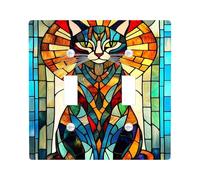 Plaque d'interrupteur en verre teinté coloré en forme de chat, motif animal vif pour décoration d'intérieur, taille standard, idéal pour une utilisation toute l'année