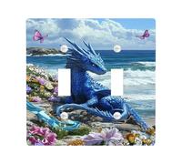 Plaque d'interrupteur fantaisie dragon de mer, couleur bleue vive pour décoration d'intérieur, thème océan pour décoration de salon, plaques murales thermoplastiques, taille standard double bascule