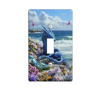 Plaque d'interrupteur fantaisie dragon de mer, couleur bleue vive pour décoration d'intérieur, thème océan pour décoration de salon, plaques murales thermoplastiques, taille standard à bascule unique