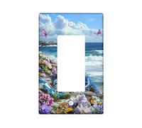 Plaque d'interrupteur fantaisie dragon de mer, couleur bleue vive pour décoration d'intérieur, thème océan pour décoration de salon, plaques murales thermoplastiques, taille standard à bascule simple