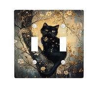 Plaque d'interrupteur fantaisie en forme de chat, design artistique nature pour décoration d'intérieur, style vintage, parfait pour les amoureux des chats à double bascule