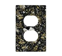 Plaque d'interrupteur fantaisie en forme de chat, motif floral noir avec joli chat de lecture, parfait pour la décoration de la maison, plaque murale thermoplastique, prise duplex simple de taille