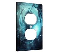 Plaque d'interrupteur fantaisie motif dragon - Créature mythique bleu aqua pour décoration de chambre - Plaques murales en thermoplastique - Prise duplex simple de taille standard