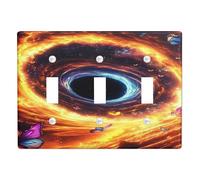 Plaque d'interrupteur galactique en forme de tourbillon - Design cosmique orange vif pour décoration d'intérieur - Plaques murales thermoplastiques - Taille standard - Triple bascule