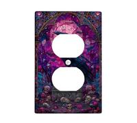 Plaque d'interrupteur gothique corbeau - Design en verre teinté violet pour décoration murale - Plaques murales en thermoplastique - Prise duplex simple de taille standard