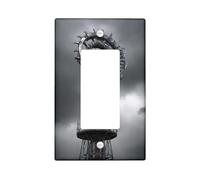 Plaque d'interrupteur industrielle inspirée du dragon - Design steampunk gris métallique pour décoration d'intérieur - Plaques murales en thermoplastique - Taille standard - Bascule simple