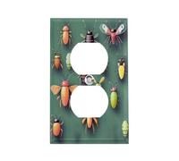 Plaque d'interrupteur Insect Atlas en acier inoxydable durable incassable bord moderne plaques murales décoratives duplex pour chambre à coucher, cuisine, maison