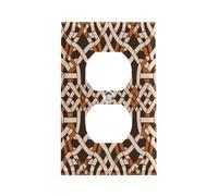 Plaque d'interrupteur marron à motif géométrique durable en acier inoxydable incassable avec bords modernes pour chambre à coucher, cuisine, maison