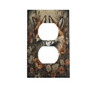 Plaque d'interrupteur motif animaux et fleurs en acier inoxydable durable, incassable, bord moderne, plaques murales duplex décoratives pour chambre à coucher, cuisine, maison