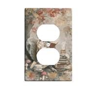 Plaque d'interrupteur, motif écureuil d'automne, motif animal de la forêt marron confortable pour décoration d'intérieur, plaques murales en thermoplastique, prise duplex simple de taille standard