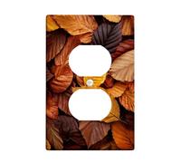 Plaque d'interrupteur motif feuilles d'automne - Motif feuilles orange chaud et marron pour décoration d'automne, plaques murales rustiques en thermoplastique - Prise duplex simple de taille standard