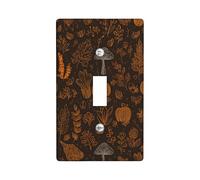 Plaque d'interrupteur motif feuilles d'automne - Motif nature marron foncé pour décoration d'intérieur - Plaques murales en thermoplastique - Taille standard