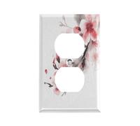Plaque d'interrupteur motif floral de cerisier en acier inoxydable durable, incassable, bord moderne, plaques murales duplex décoratives pour chambre à coucher, cuisine, maison