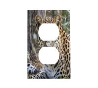 Plaque d'interrupteur motif léopard africain en acier inoxydable durable incassable bord moderne plaques murales décoratives duplex pour chambre à coucher, cuisine, maison