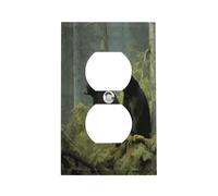 Plaque d'interrupteur motif ours noirs en acier inoxydable durable, incassable, bord moderne, plaques murales duplex décoratives pour chambre à coucher, cuisine, maison