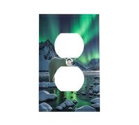 Plaque d'interrupteur motif ours polaires aurores boréales en acier inoxydable durable incassable bord moderne plaques murales décoratives duplex pour chambre à coucher, cuisine, maison