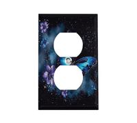 Plaque d'interrupteur motif papillon bleu galaxie en acier inoxydable durable incassable bord moderne plaques murales décoratives duplex pour chambre à coucher, cuisine, maison