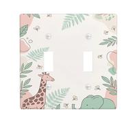 Plaque d'interrupteur mural double girafe en plastique vert pastel de taille standard pour chambre à coucher, salle de bain, cuisine, entrée