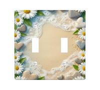 Plaque d'interrupteur mural en forme de chrysanthème - Cœurs naturels côtiers - Bleu été - Taille standard - En plastique - Pour nouvel appartement, maison, chambre à coucher, bureau