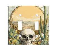 Plaque d'interrupteur mural en plastique vert terreux pour salle de bain, motif tête de mort, style vintage, cactus, montagnes, automne, taille standard, pour salon, chambre à coucher, maison, bureau