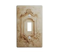 Plaque d'interrupteur mural simple avec cadre décoratif pour salle de bain, tourbillons floraux classiques et élégants, sans plastique beige, taille standard, pour salon, chambre à coucher, décoration