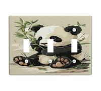 Plaque d'interrupteur panda mignon - Motif ours noir et blanc - Décoration de chambre d'enfant - Plaques murales en thermoplastique - Triple bascule de taille standard