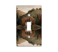 Plaque d'interrupteur paysage d'automne, design de cabine rustique dans des tons de terre chauds, idéal pour la décoration de la maison, plaque murale thermoplastique, taille standard à bascule simple
