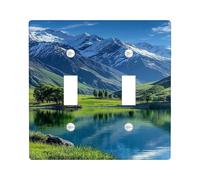 Plaque d'interrupteur paysage de montagne scénique - Scène naturelle verte vive pour décoration d'intérieur - Plaques murales en thermoplastique - Taille standard - Double bascule inspirée de la